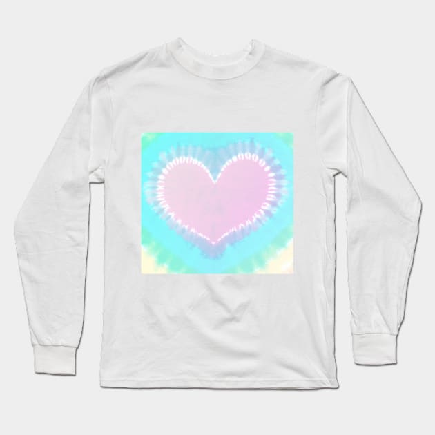 Pattern- Pastel rainbow tie dye Heart Pattern mask Aesthetic Pink, Purple, Blue, Green and Yellow Design Long Sleeve T-Shirt by best-vibes-only